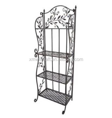 China Sustainable Metal Art 4 Layer Folding Wrought Iron Bakers Rack for sale