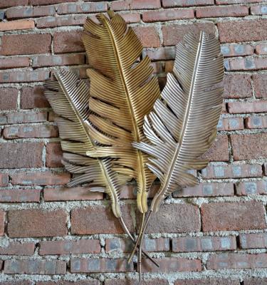 China Iron Wall Decor Gold Iron Hanging Leaf and Flower Metal Wall Nordic Decor for sale