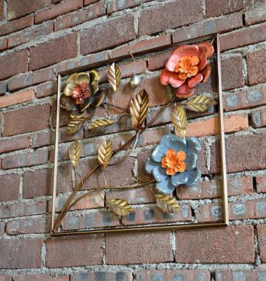 China Wall Art For Living Room Wrought Iron Art Metal Flower Wall Hanging Decorations For Living Room for sale