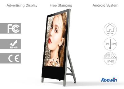 China Portable Floor Standing Digital Signage Remote Control Advertising Screen 43 Inch FHD for sale