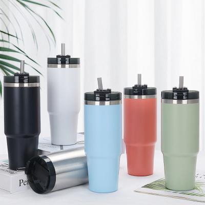 China New Arrival 18/8 Stainless Steel Vacuum Coffee Tumbler Insulated Travel Mug Water Cup With Straw Lid for sale