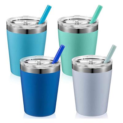 China Novelty 18/8 Stainless Steel Toddler Insulated Cups Coated Kids Drinking Tumblers With Straw for sale