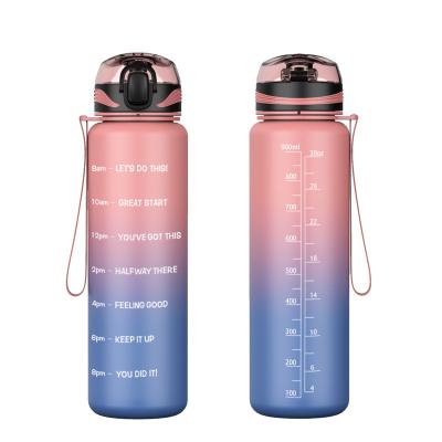 China Sustainable Fitness Sports Daily Water Bottle with Motivational Time Marker 34oz (1 liter) for sale