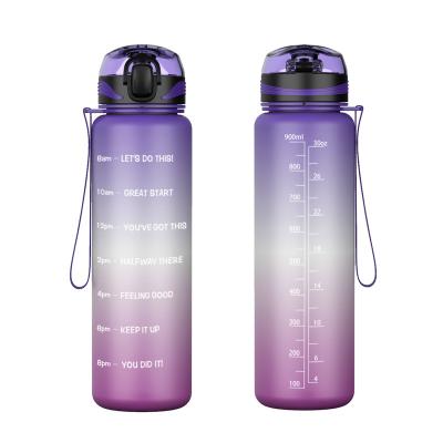 China Large 32oz Tritan water jug ​​sustainable reusable water bottle with encouraging words and date/time bands for sale