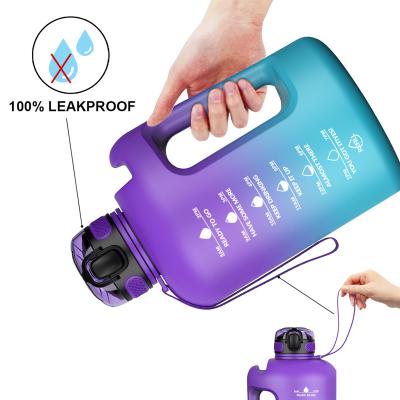 China Sustainable 2.2l Fitness Sports Water Bottle With Time Marker Tracker To Measure Daily Water Intake for sale