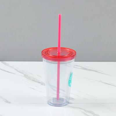 China 15oz CLASSIC Acrylic Tumbler Plastic Water Cup with Straw and Glitter for sale