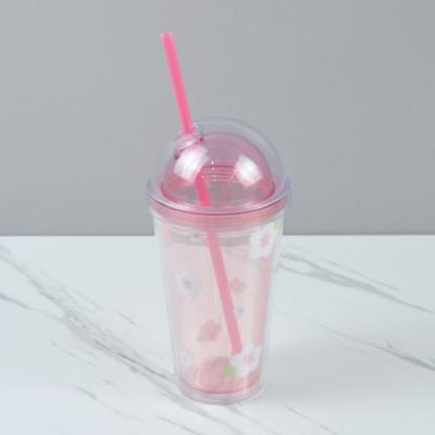 China Novelty Tumbler/Mug/Plastic Travel Cup With Reusable Straw And Screw On Lid for sale