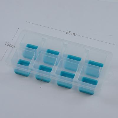 China Plastic Kitchen Tools Plastic Ice Tray with 8 Rectangular Holes Easy to Remove for sale