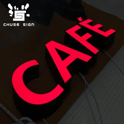 China Custom buildings CHUSE advertising logo led channel acrylic letter sign for cafe for sale