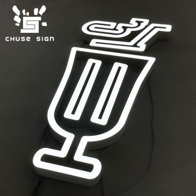 China Custom Buildings CHUSE Sign Frontlit 3D LED Acrylic Signs Advertising Outdoor Glass Sign For Shop for sale