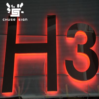 China CHUSE Buildings Led Wall Sign Metal Letters Custom Mirror Polished Stainless Steel Sign Led Sign Display for sale