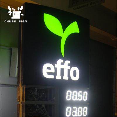 China CHUSESIGN Bus Stations Chain-Brand Petrol Sation Pylon Signs Illuminated Advertising Waterproof Metal Construction Custom Wholesal for sale