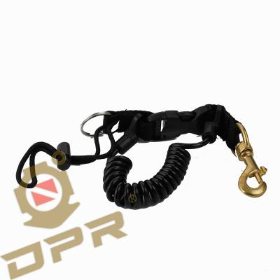 China Retractable DPR Scuba Diving Scuba Spring Plastic Coil Lanyard with Brass Swivel Eye Snap for sale