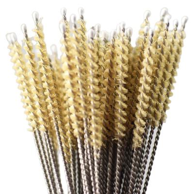 China Reusable Bristle Brush Stocked Stainless Steel Coconut Fiber Straw Cleaning Brush for sale