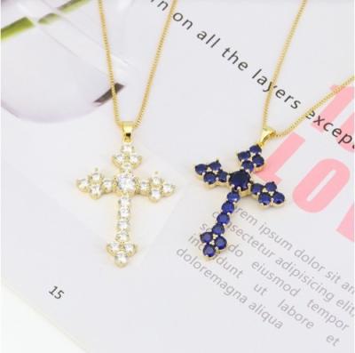 China Temperament Casual/Sporty Trendy Necklace Women's Cross Quartz Crystal Zircon Crystal Women's Choker Gemstone Necklace for sale