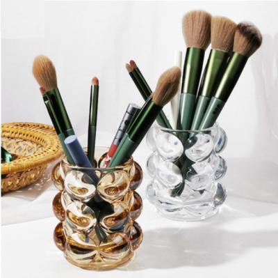 China Home Table Glass Prepare Metal Gold Silver Metal Nail Crystal Brush Holder Nail Art Pen Holder Decorative Rack for sale