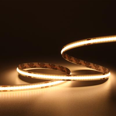 China led strip 8 watt per meter CRI90 warm white color 320pcs 24vDC Flexible COB COF strip light for sale