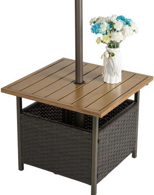 China Durable Outdoor Bistro Wicker Side Dining Table Square Table End Patio Leisure Coffee Table for sale