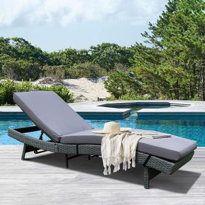 China Wicker Folding Bed Chaise Lounge Outdoor Beach Hotel Garden Time Furniture Pool Furniture Sun Chair Aluminum Rattan Outdoor Warm White Sofa for sale