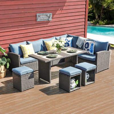 China Cheap Weather Outdoor Furniture Bistro Sets Patio Chair Garden Table Leisure Rattan Sofa Set Outdoor Wicker Rattan Furniture for sale