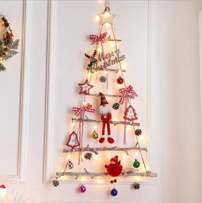 China Eco-friendly DIY Wooden Christmas Tree Hanging Christmas Wall Pendant Decoration for sale