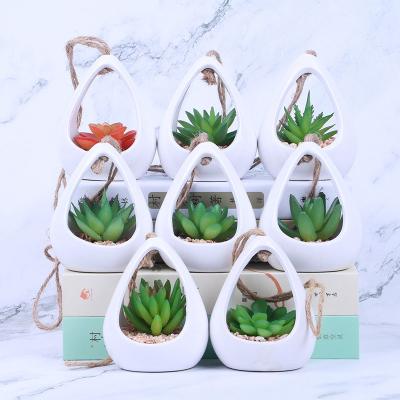 China Modern Fake Cacti and Succulents with Ceramic Pot Artificial Hanging Plants for sale