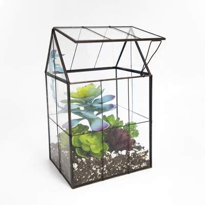 China Eco-friendly Closed Shape Plant Geometric Glass House Mini Greenhouse With Lid Home Decor for sale