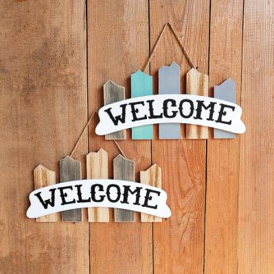 China Eco-Friendly Front Door Decoration Wood Welcome Sign Farmhouse Rustic Hanging Sign for sale