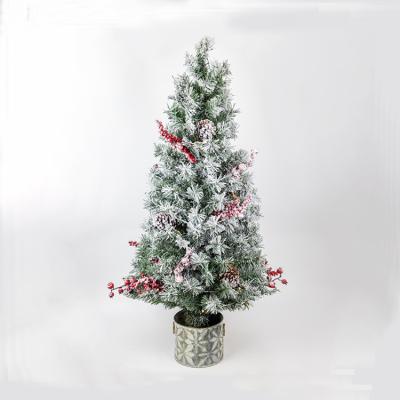 China Realistic Co-Arts Snow Flock Table Top Diy Pencil Potted Christmas Tree With Snow for sale