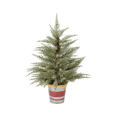 China 20 Inch PVC Realistic Co-arts Small Forest Feel Real Potted Christmas Tree for sale