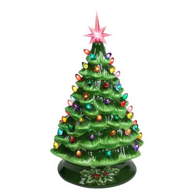 China Christamas Decoration Co-Arts Wholesale Green Ceramic Christmas Tree With Plastic Bulb for sale