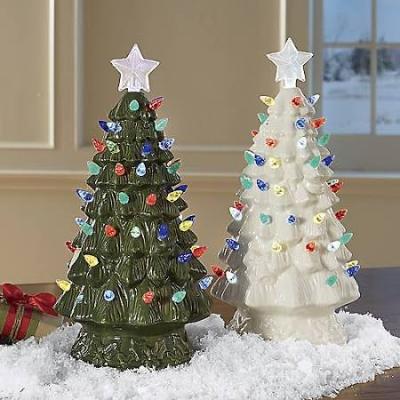 China Decorative Eco-friendly LED Bulb Porcelain Tabletop Lighted Artificial Ceramic Christmas Tree With Lights for sale