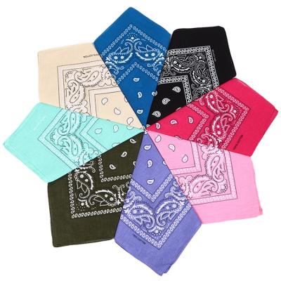 China Multifunctional Custom Design Pure Cotton Fashion Square Scarf Popular Paisley Square Printing Bandana for sale