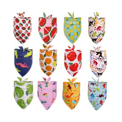 China Sustainable High Quality Colorful Pet Accessories Fruit Printing 100%Polyester Triangle Dog Bandana for sale