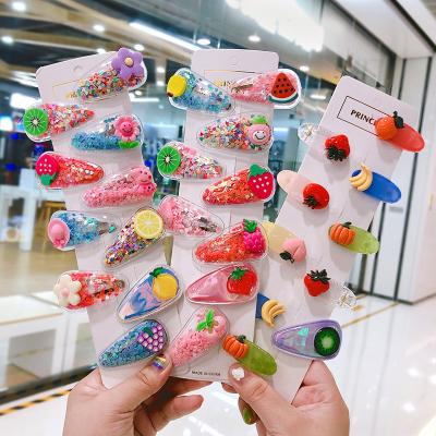 China Fashion New Design Flower Fruit Glitter Cute Princess Lovely BB Hair Clip Set Gift Hair Accessories For Girls Kds for sale