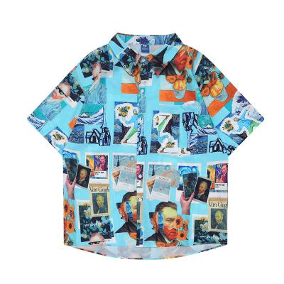 China Van Gogh Lapel High Street Short Sleeve Style Sleeve Shirt Men Anti-pilling Various Printed Logo Customized Men New for sale