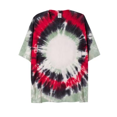 China 2022 breathable spring and summer hip-hop explosion tie-dye high street style drop shoulder short-sleeved dark loose fashionable T-shirt for sale