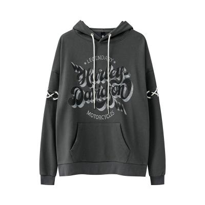 China National design windproof new autumn style fried street letter printing loose sweater hooded men's models for sale