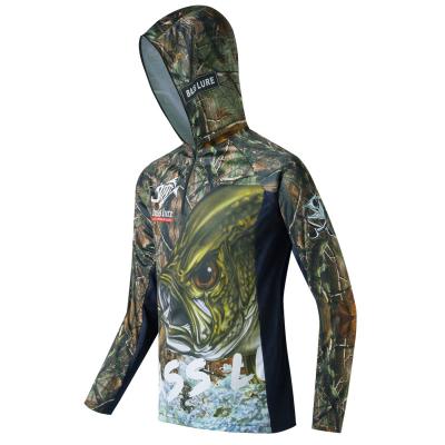 China Sun Protection Fishing Men's Zipper Hooded Sweater Anti-UV Printed Outdoor Casual Clothing Lure Long-sleeved Clothing for sale