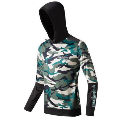 China Anti-UV Lure Long Sleeve Camouflage Print Fishing Clothing Men's Sun Protection Outdoor Casual Clothing With Hooded Pullover for sale