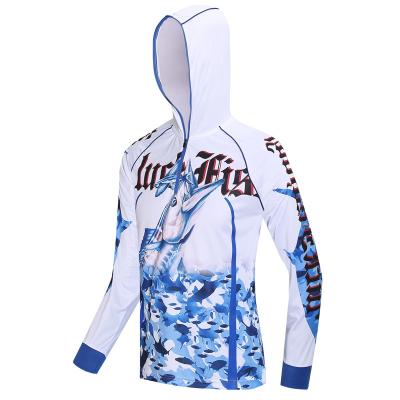 China Outdoor Casual Sunscreen Long Sleeve Pullover Hooded Pullover Fishing Men's Anti-UV Printed Lure Suit for sale