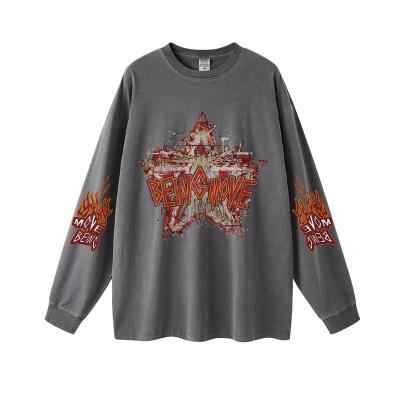 China Customized Printed Round Neck Cotton Long Sleeve Mens Breathable Pullover for sale