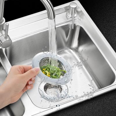 China Apartment Kitchen Sink Strainer Stainless Steel Hair Stopper Shower Drain Hole Filter Trap Metal Sink Strainer for sale