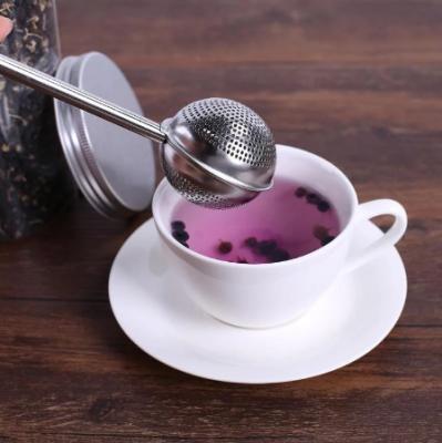 China Viable Tea Leak Flavor Kitchen Accessories 304 Stainless Steel Push Type Tea Maker, Tea Strainer Ball for sale