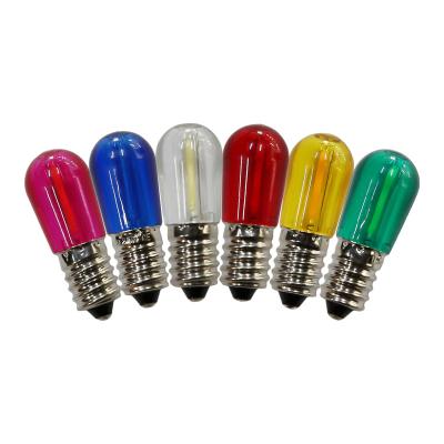 China T18 E14 Theme Park Colorful Filament LED PC Material Bulb14v 24v0.5w Lighting Italy Christmas Luminarie for sale