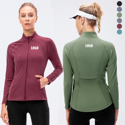 China Custom High Neck Breathable Full Zipper Workout Outdoor Sports Plus Size Women Jacket for sale