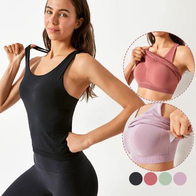 China Wholesale Custom Made Breathable Padded Plus Size Cross Back Fitness Workout Women Sports Bra for sale