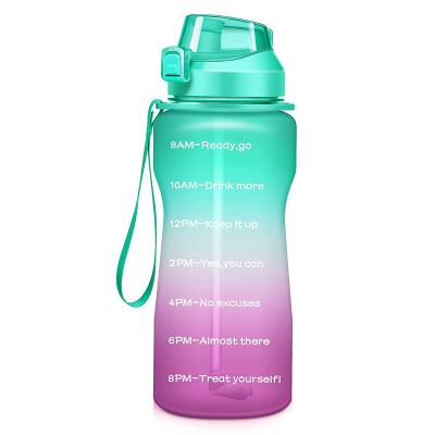 China Motivational 2.2L Gradient Color Tritan Time Viable Marker Sport Water Bottles With Custom Logo for sale