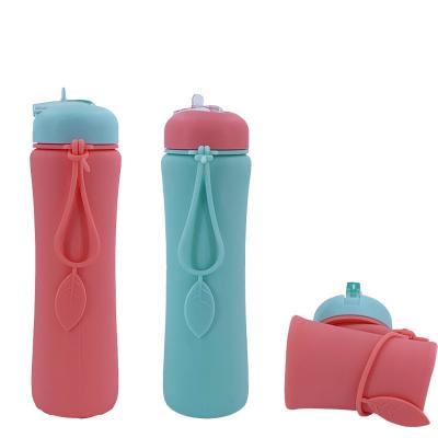 China Viable Viable Contrast Color Outdoor Collapsible Gym Cup Sports Water Bottle for sale