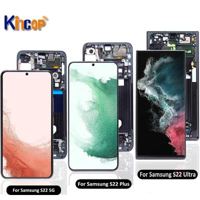 China Super Amoled Mobile Phone LCDs For Samsung S22 S22 plus S22 ultra 5G LCD with Frame Touch Screen Assembly Replacement For S901 S906 S908 for sale